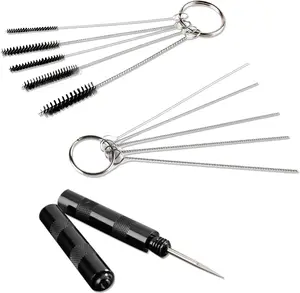 SAGUD Airbrush Painting Cleaning Tools Kit, Air Brush Accessories Spray Gun Cleaner Wash Needle with Nozzle Spanner Wrench and Stainless Steel Brushes Set