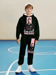 Boys Cristiano Ronaldo Hoodie & Pants Set, Outfit, Casual Fashion, Spring & Fall, Durable Soft Fabric