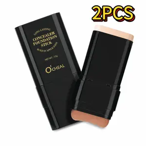 2-in-1 Foundation Stick with Built-In Brush, Compact Travel-Size Makeup, Long-Lasting Full-Coverage Concealer Foundation, Sweatproof, Blemish-Blurring, Easy-to-Blend for Flawless All-Day Wear Double-Layer Matte Air wheatshade waterproof flawless coverage