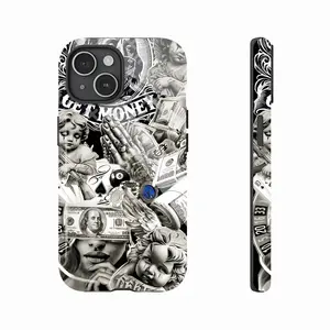Edgy Monochrome Money-Inspired Phone Case for Trendsetters & Style Lovers, Durable Design with Bible-Inspired Art & Skull Motifs, Compatible with iPhone 11/12/13/14/15/16 (Pro Max/Plus) Protection Screen Protector
