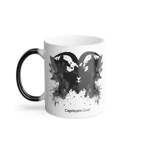 Capricorn Zodiac, Ink Blot Color Morphing Mug, 11oz