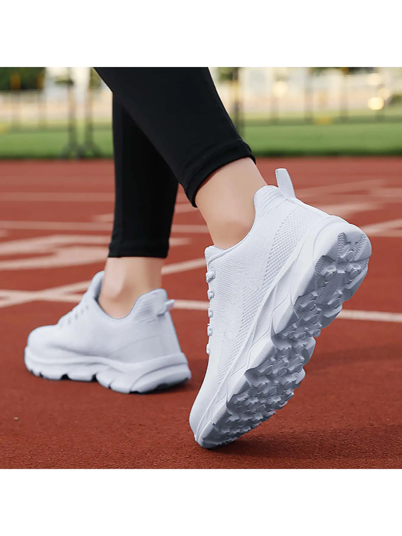 Women's White Knit Athletic Sneakers, Lightweight running sneakers, Breathable mesh upper, lightweight cushioning, cushioned and comfortable, versatile for all seasons, essential for daily commuting, a delightful surprise gift for best friend's birthday