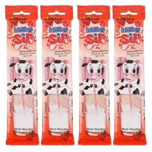 Mild Strawberry Milk Flavoring Straws – 4 Packs of 5 Straws (20 Total) – Flavor Straws for Milk -  for a Gentle Fruit Flavor