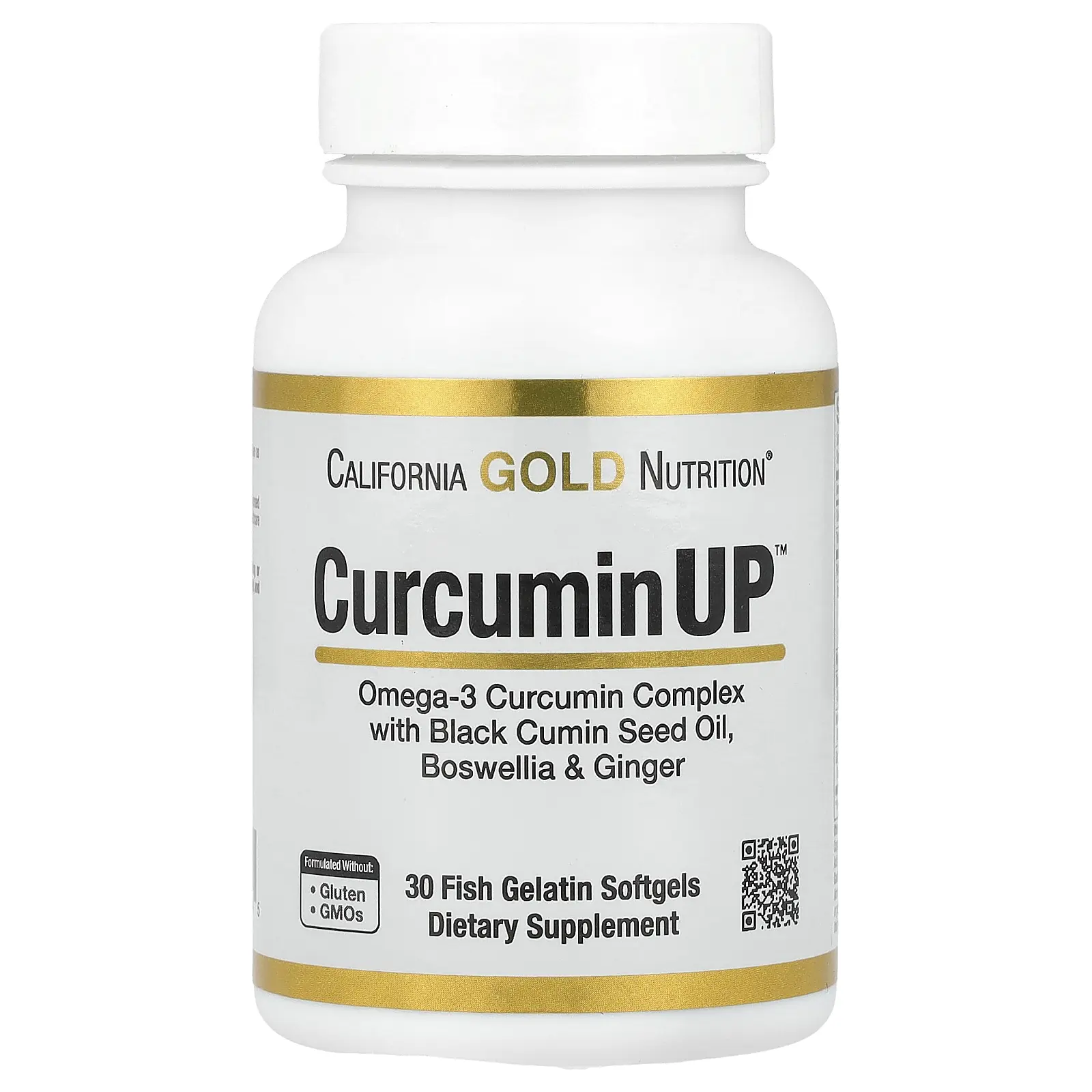 California Gold Nutrition CurcuminUP™ with Omega-3 Curcumin Complex, Black Cumin Seed Oil, Boswellia and Ginger, 30 Fish Gelatin Softgels