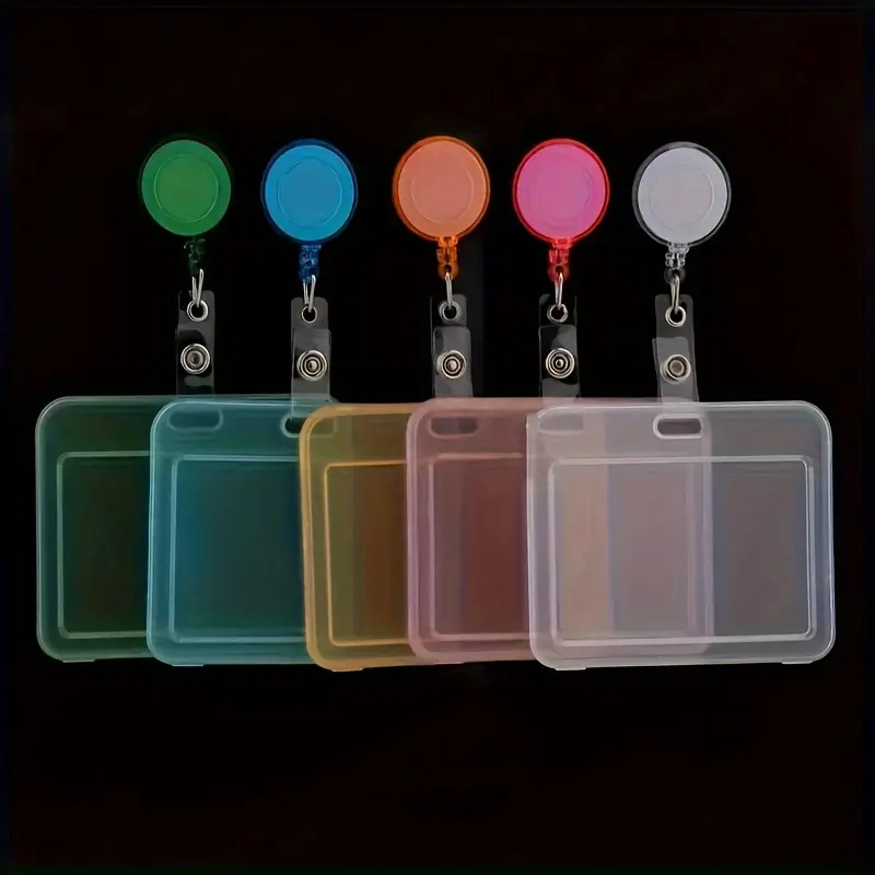 10 pieces (5 pieces white snap buckle + 5 pieces white horizontal card holder), durable transparent horizontal card sleeve with easy-to-pull snap buckle, suitable for teacher and student ID cards, key cards, driver's licenses
