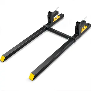 fathersdaygift VEVOR Pallet Forks, 2000 lbs Tractor Bucket Forks, 60 Total Length Clamp on Pallet Forks with Adjustable Stabilizer bar, Heavy Duty Pallet Forks for Tractor Attachments, Skid Steer, Loader Bucket