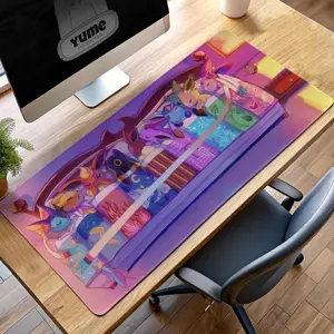Cozy Night Mouse Pad, Gaming Desk Mat, Cute Gift for Eevee Fans, Sleepy Evolution Mat, Desk Mat, PC Accessories.