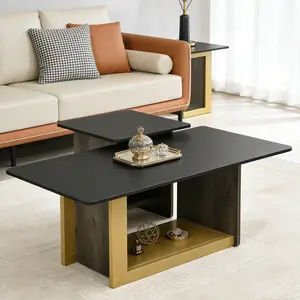 Modern Light Luxury Coffee Table Set of 2, Small Square Coffee End Table with Spacious Top, Center Table for Living Room