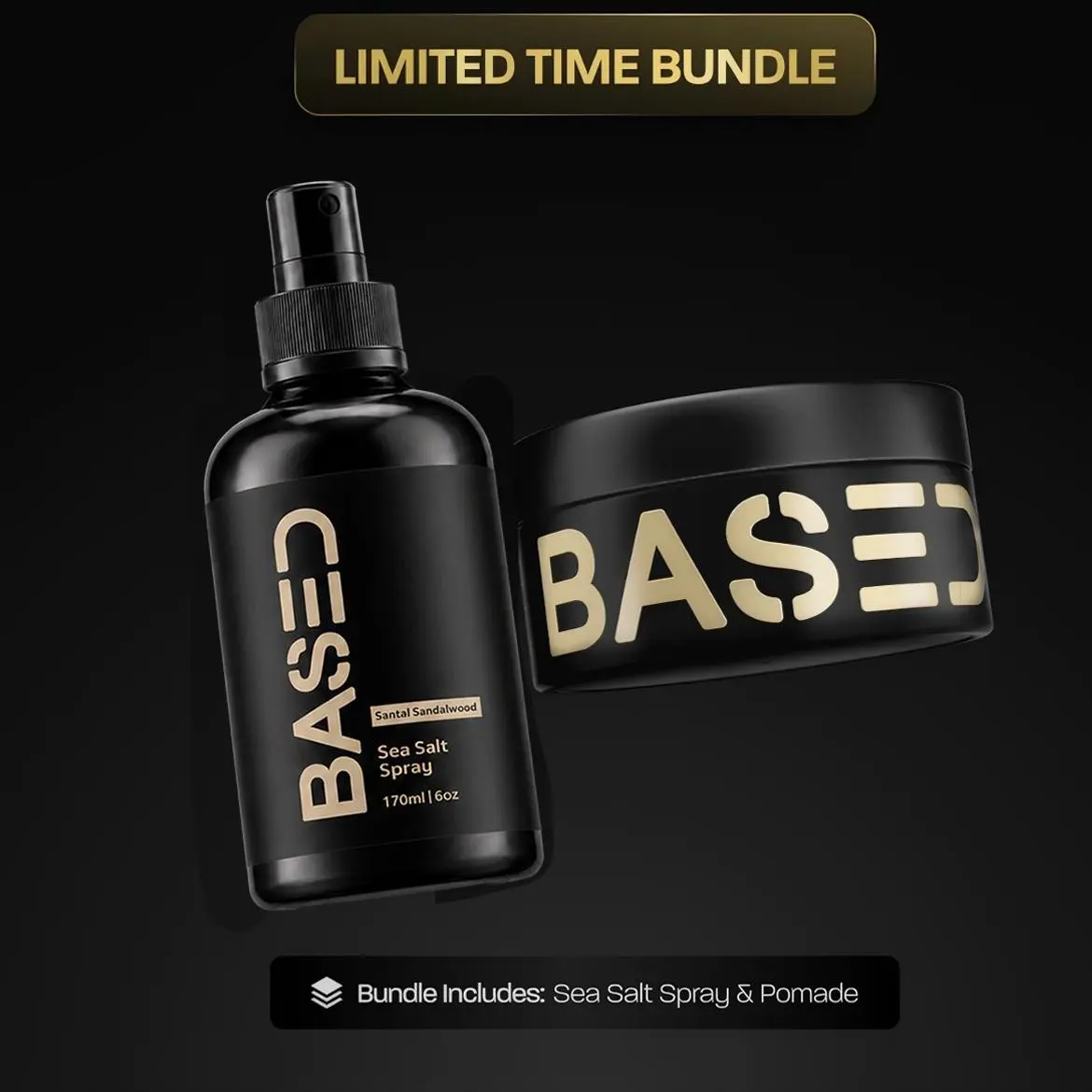 BASED First‑Time Trial Men Hair Styling Set, Sandalwood Fragrance Sea Salt Spray and Hair Paste, for Textured, Voluminous Natural Hairstyle, Daily Hair Grooming Kit for Men