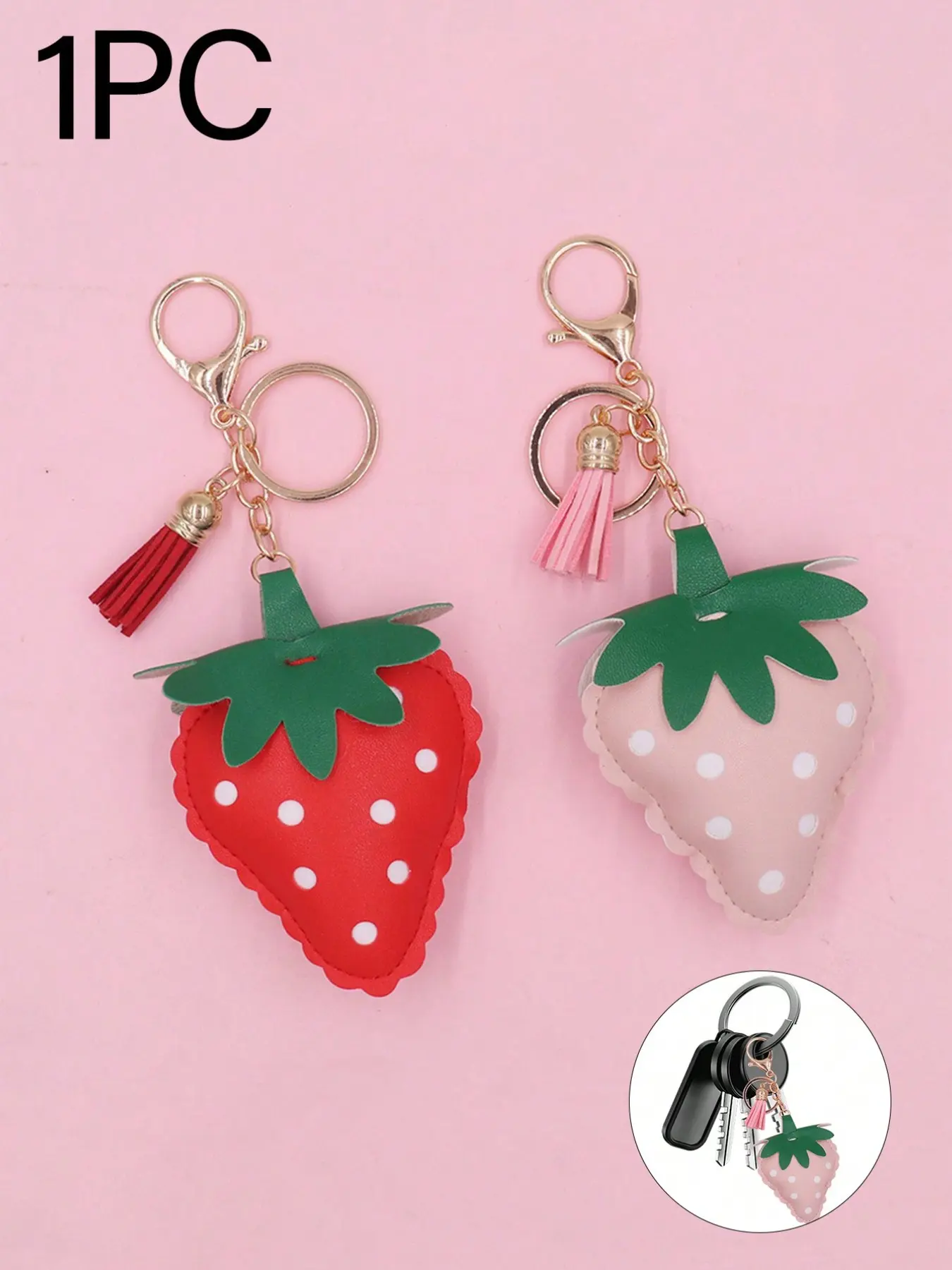 Cute Tassel Strawberry Backpack Charm, Simple Fruit Keychain for Phone Cases and Headphones, Ideal Gift for Friends and Couples