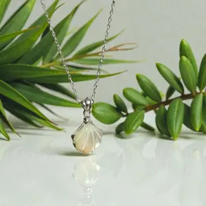 925 Sterling Silver Seashell Necklace with Mother of Pearl & Crystal – Mermaid Jewelry for Women