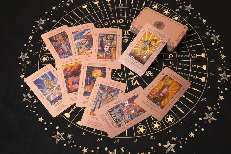 Rose Gold Tarot Cards with Guide Book Waterproof Wrinkle Resistant Foil Tarot Deck for Beginners Includes Chakras Planets Zodiac Signs Elements & Affirmations