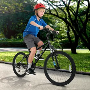 COSTWAY - Kids Mountain Bike 20 24 Inch Child Bicycle for Boys Girls Aged 8+ Years Old Black-24 Inch