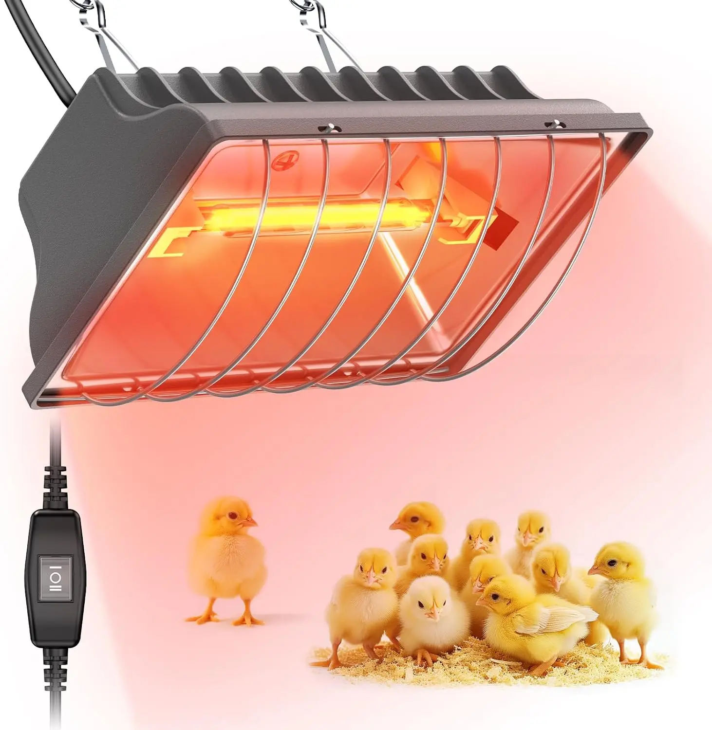 Chicken Coop Heating Lamp, 250W Brooder Heater for Chicks 9.84ft Cord UL Passed Heating Plate & Heat Lamp with Adjustable Hanging Height for Livestock Supplies Indoor Warmer