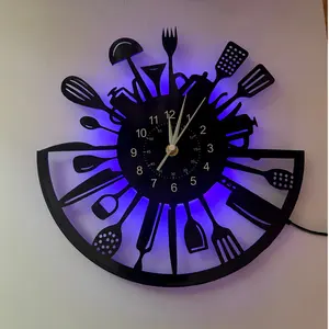 Fun Kitchen Utensil Shaped Glue Wall Clock, Trendy Home Decor for Kitchen & Dining Room, Perfect Gift for Cooking Enthusiasts