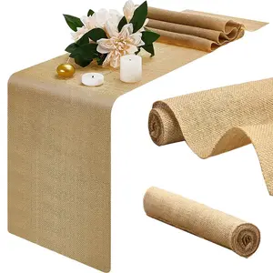 Natural Plain Jute Table Runner, Vintage Country Party Decor, Rustic Farmhouse Style Woven Table Mat, Handcrafted Home Decoration, Handmade, Durable