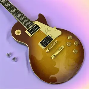 Flame Maple Veneer lp guitar Sunset Gradient, pickguard with signature ,HH pickup