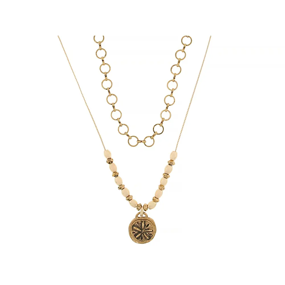 JTV Gold Tone Sand Dollar Multi-Row Necklace