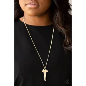 The Keynoter - Gold Key Necklace - Paparazzi Accessories