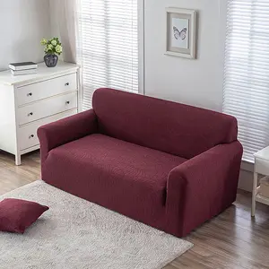 Luxury Wine Floral Leaf Sofa Cover, Soft Elastic Fabric, Single/dual/triple/quad Seat, Pet-Proof Furniture Protector