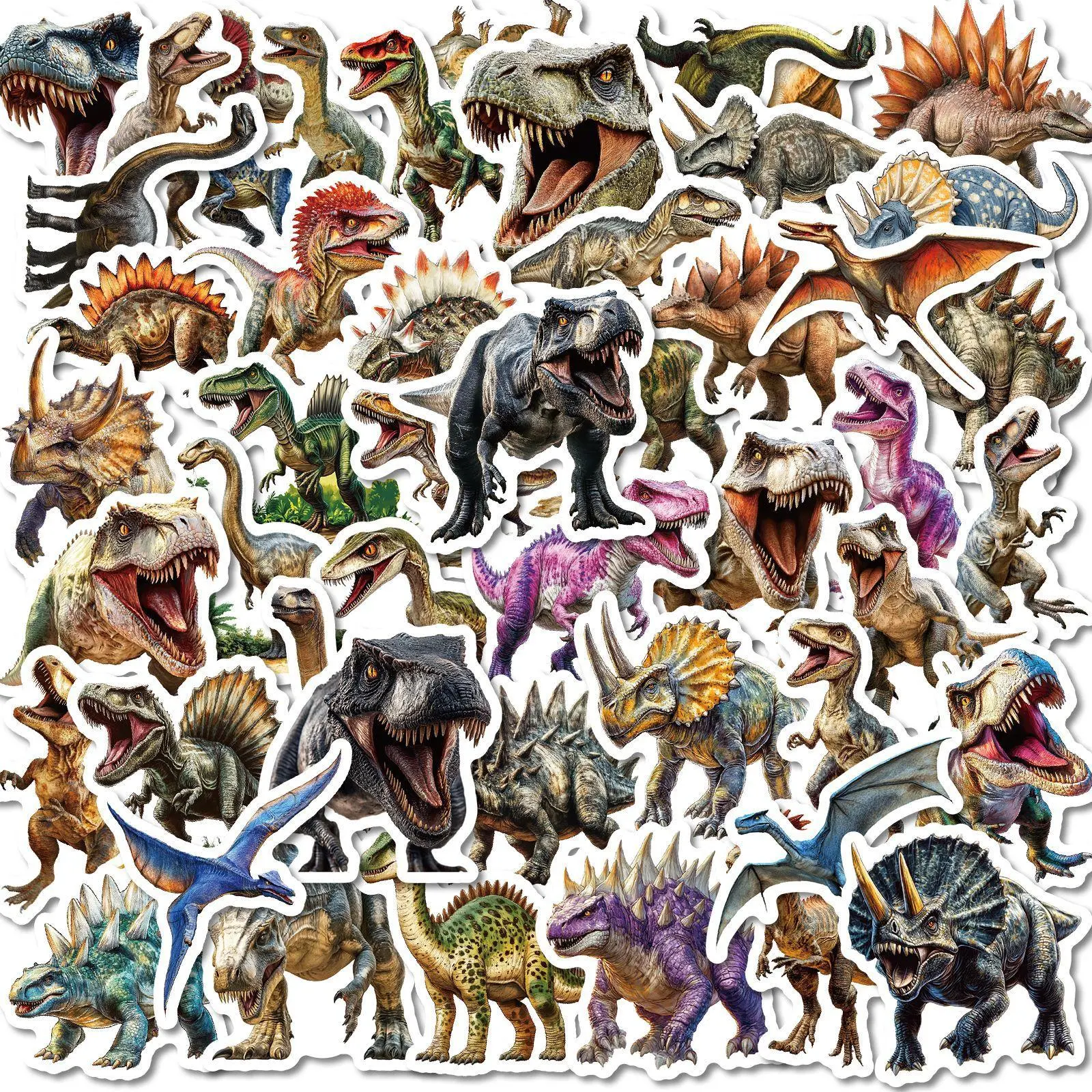 Dinosaur Pattern Sticker, 50pcs/set Realistic Dinosaur World Series Sticker, Decorative Sticker, Decal Sticker for Scrapbooking, Journaling, Gift Wrapping, Sticker Packs, Art Stickers, Scrapbook Accessories