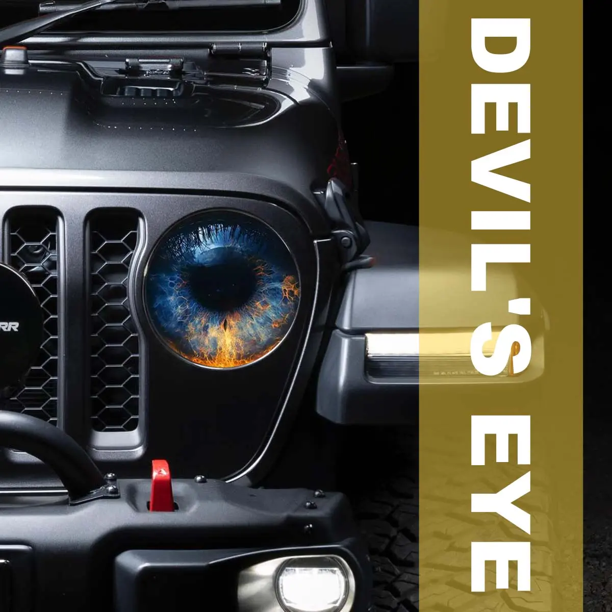 Demon Eye Headlight Decals for Jeep Wrangler JK JL & Gladiator, 8-Style Waterproof Sunproof Vinyl Stickers, Peel-and-Stick Off-Road Exterior Mod