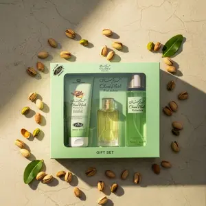 Al Rehab | Choco Musk Pistachio Gift Set | 50 ml EDP + Shower Gel + Perfumed Spray | Crushed Pistachio, Nutty Accords & Golden Caramel Notes