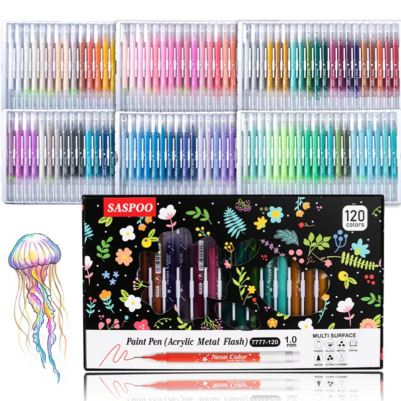 Vibrant Acrylic Gel Pens Set - 90pcs acrylic pen and 30 pcs glitter pen, 1.0 ST Ultra Fine Tip Markers for Drawing, Journaling, Crafts, Art Supplies forStudents & Artists