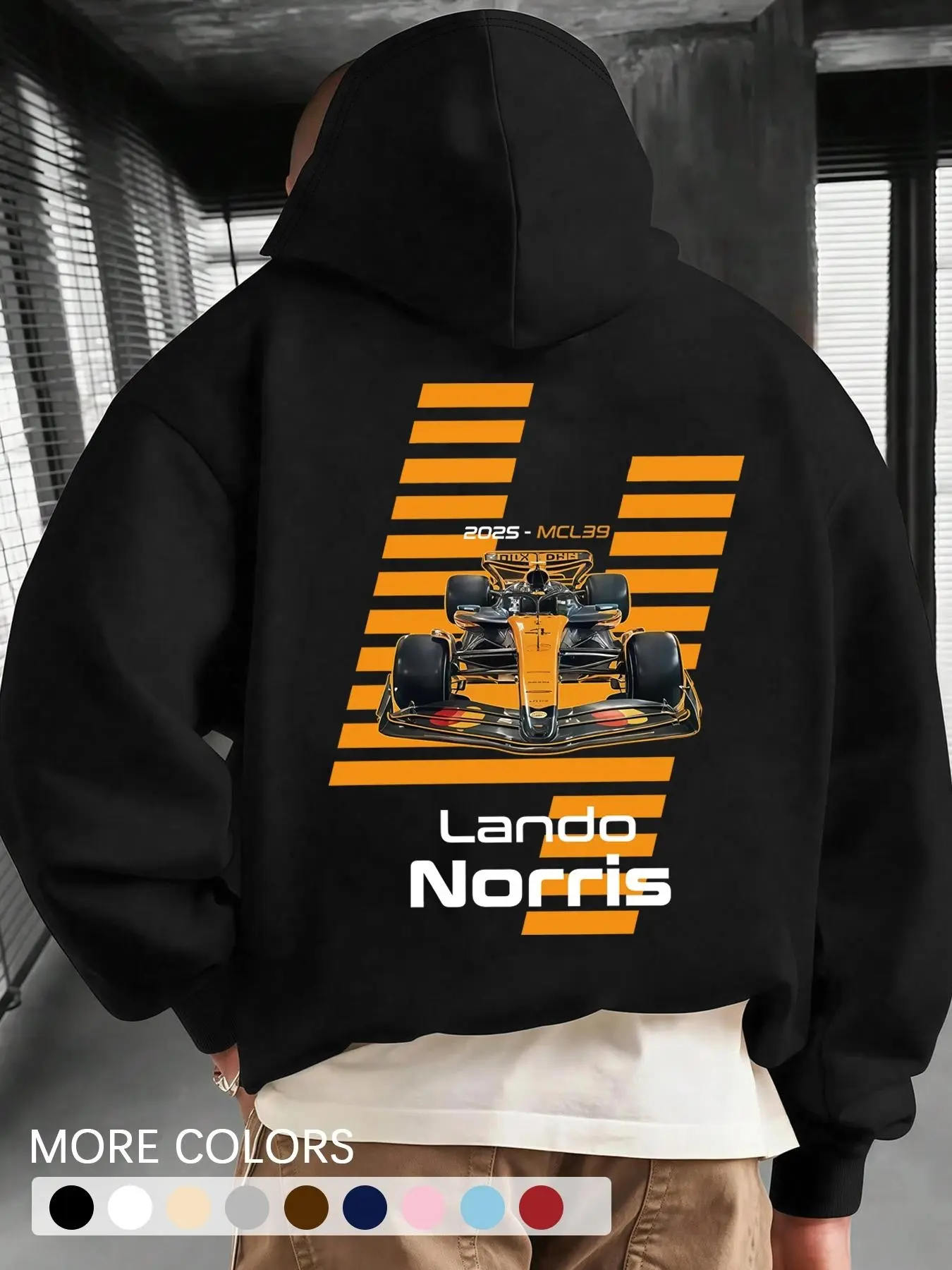 Men's Oversized Hoodie, Mclaren Norris Mcl39 Racing Sweatshirt, Fall Winter, Casual Loose-Fitting Multi-Color Hoodie, Graphic Hoodies