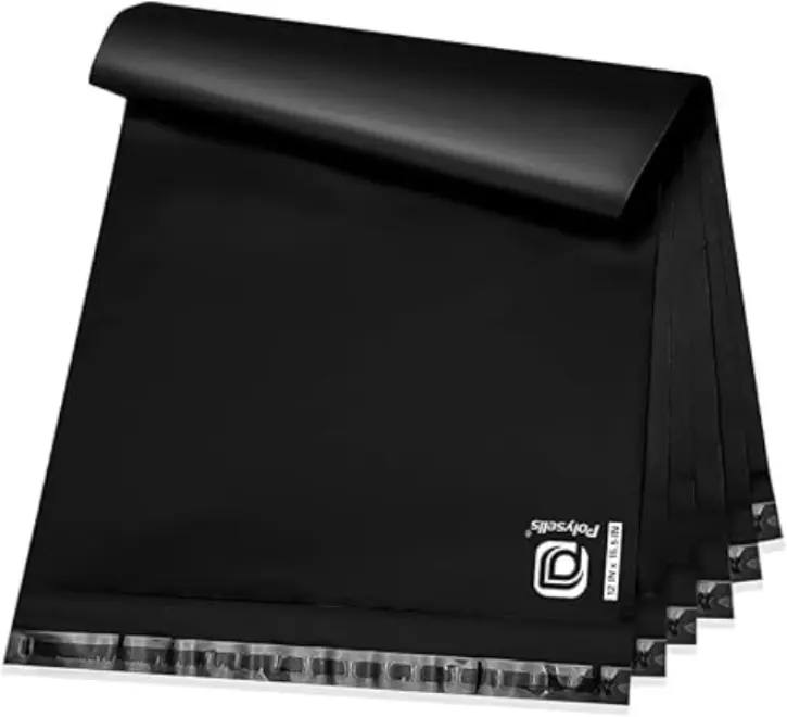 PolySells 100 pcs 12x15.5 Inches Black Poly Mailers Shipping Envelopes Strong Adhesive Sealing Waterproof Tear-resistant Postal Bags for Clothing Books Accessories
