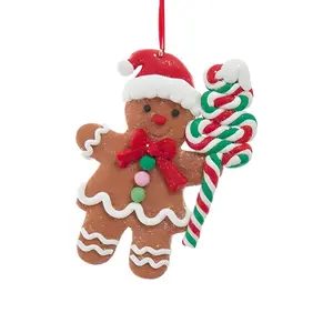 Gingerbread Man With Candy Cane Tree Ornament