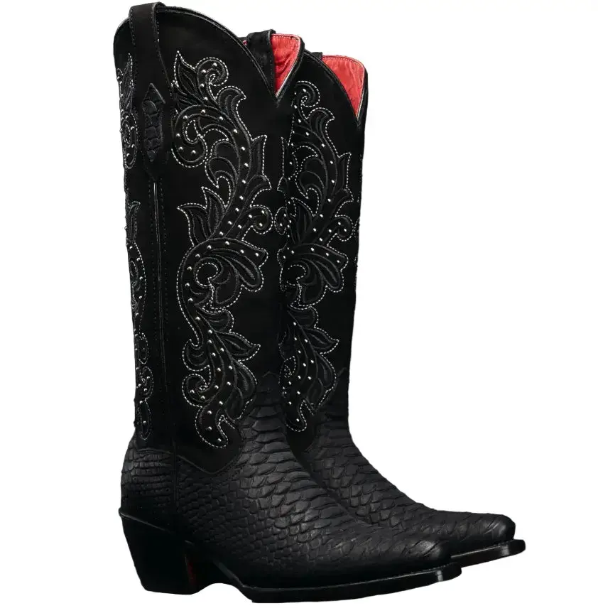 Midnight Rodeo Black leather Python Cowgirl Boots