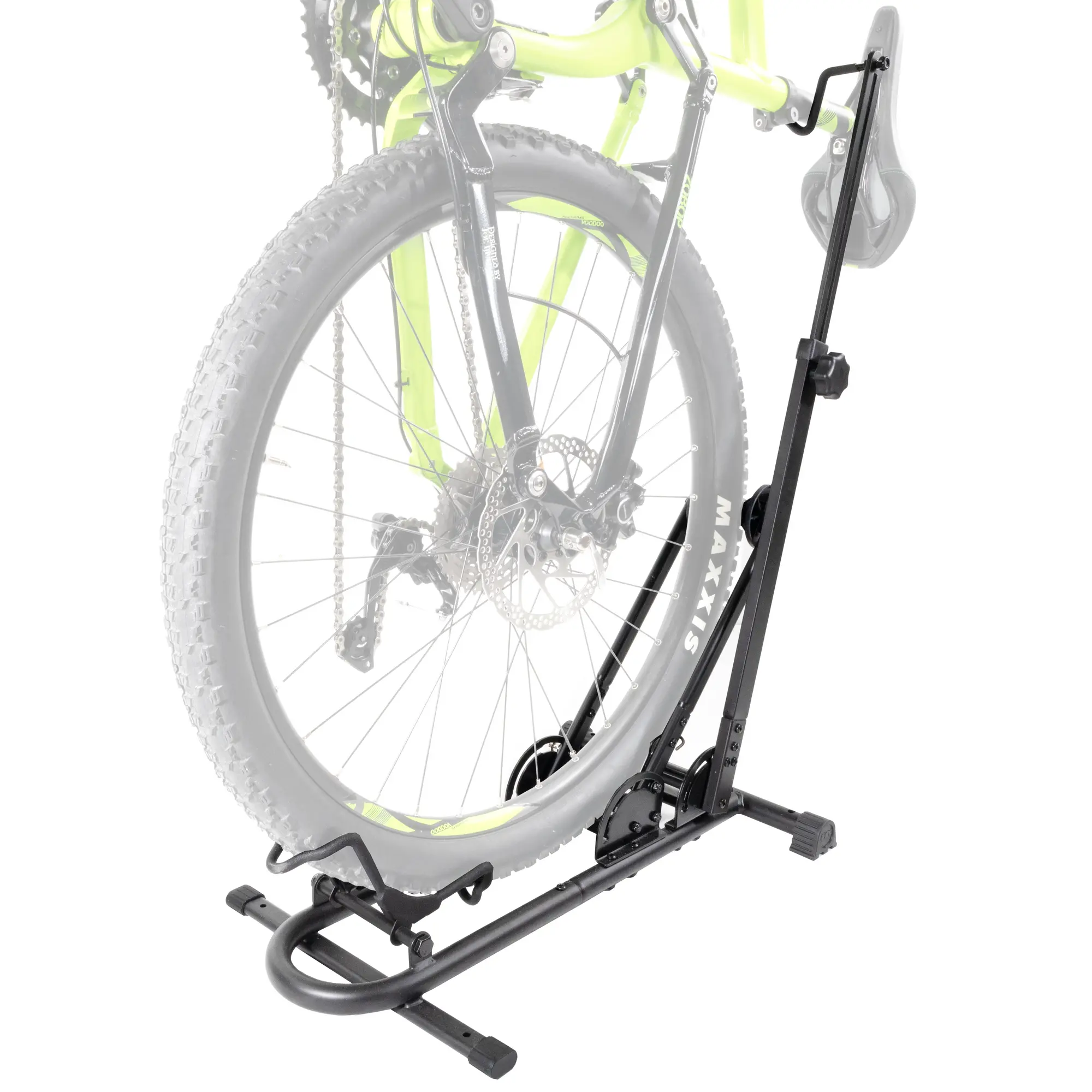 CyclingDeal Upright Bike Stand - Premium Quality Vertical & Horizontal Adjustable Bicycle Floor Parking Rack - for Storing MTB Road Bikes - up to 29” Wheel Size - Seatpost Stabilizer Ver. 1 - 1 Bike