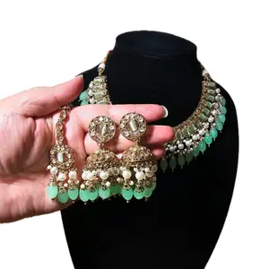 Desi Bollywood Indian Pakistani necklace jhumki mangtikka set