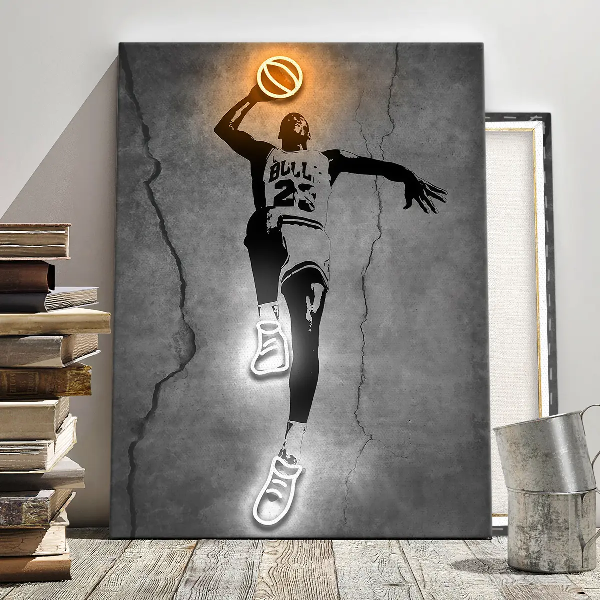 1 Count wooden frame canvas, basketball sports poster, Retro Figure Decoration, Basketball fan Art, Fashion Art Mural, poster Home Decoration, Ideal Gift, Decoration Items, Creative Design Print, HD, waterproof art, Wooden Wall Art