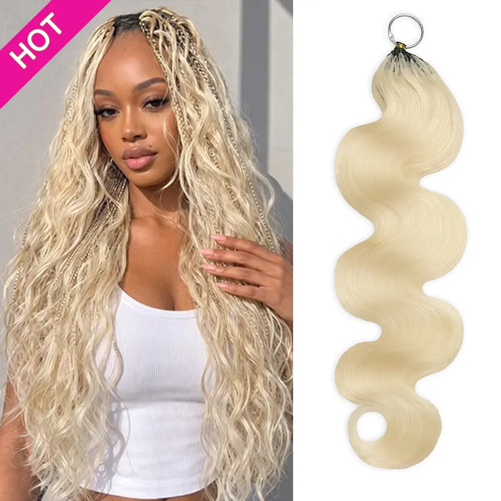 Asakiss Feathered #613 Blonde Body Wave Curl Human Hair Crochet Braid Extensions, Pre-Separated for Bohemian Knotless Braids, 50g 40 Strands, Glueless Lightweight Protective Style, 4-5 Packs for Full Head