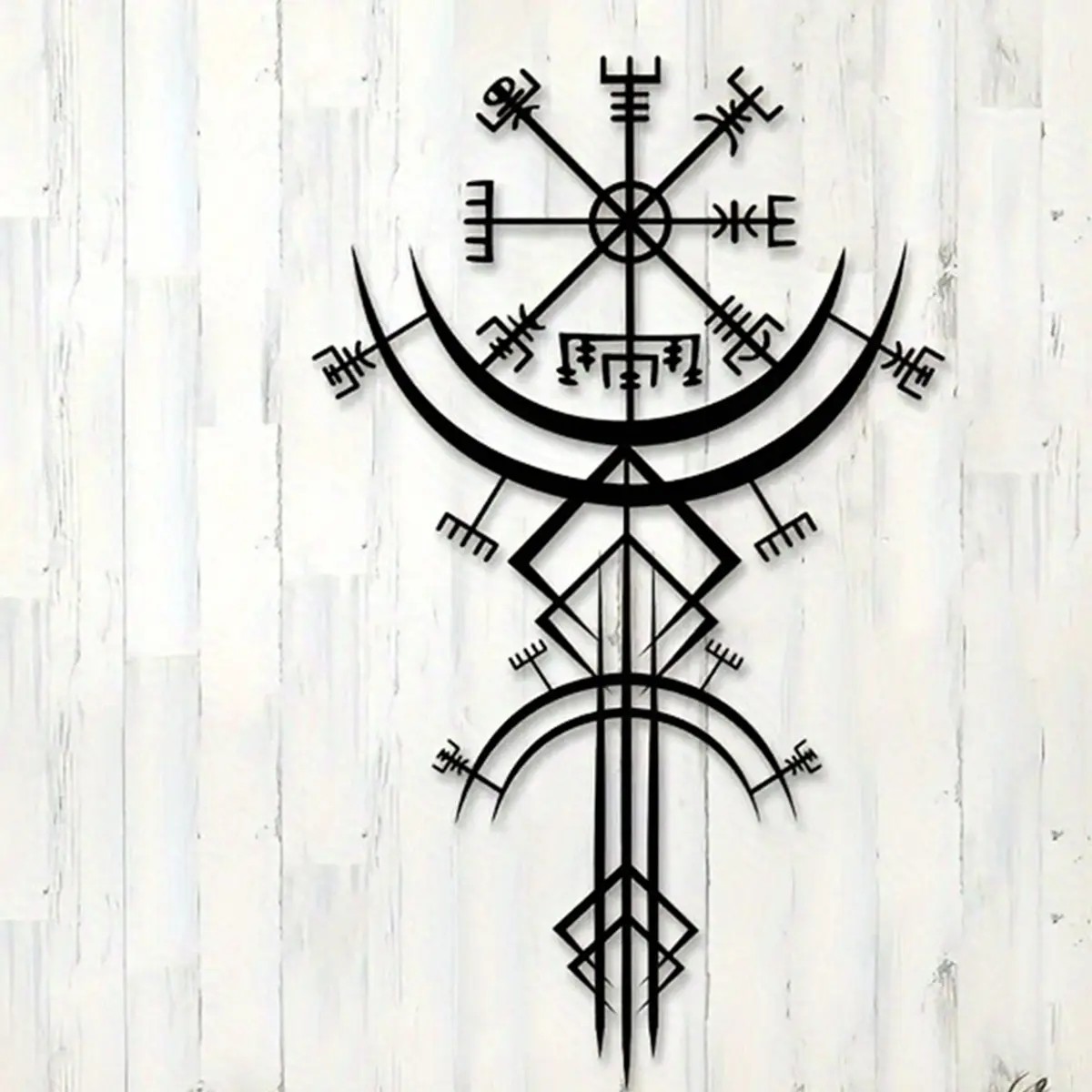 Vegvisir Viking Metal Wall Art, Rustic Nordic Mythology Decor, Home Decor Accessory, Complex Rune Design, Perfect Thanksgiving & Christmas Gift, Artistic