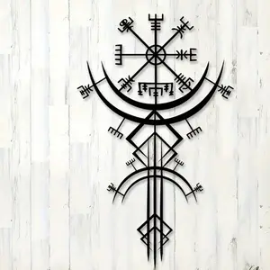 Vegvisir Viking Metal Wall Art, Rustic Nordic Mythology Decor, Home Decor Accessory, Complex Rune Design, Perfect Thanksgiving & Christmas Gift, Artistic