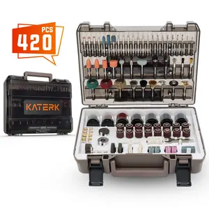 Katerk 420PCS Rotary Tool Accessories Kit Universal Drill Bit Tool Set Fits Dremel Rotary Tool 1/8" Shanks for Easy Cutting, Sanding, Polishing, Carving, Grinding, Sharpening, Drilling, Engraving
