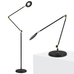 Brightech Sage 2-in-1 LED Craft Floor and Table Lamp - Adjustable Pole Reading and Task Light for Living Room Office Bedroom - 3 Color Modes and Dimmable - 360 Degree Rotatable Head