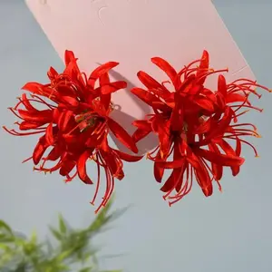 1pair Red Flower Long Tassels Hair Clip Hairpins Barrettes Vintage Side Hairgrips Dress Accessories Chinese Hanfu Headwear