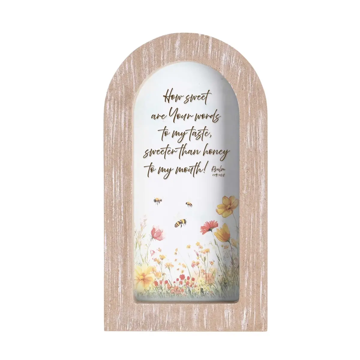 360 Stand Arched Glass Photo Frame with Glass Insert, 5x8 Floral Decor, Dimensional Design for Home Wall Display, Wood Frame, Flowers, Wall Hanging