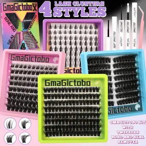 4 Styles Upgrade  Ultra/Mega/ Dramatic/Volume/ Lash Clusters  Gift Packs, WaterProof Lashes Eyelash Clusters Extensions with  for Beginners and Proficient, DIY at Home Easily，Extension Soft comfortable Easy Apply Natural Look for Makeup gift Lash Clusters