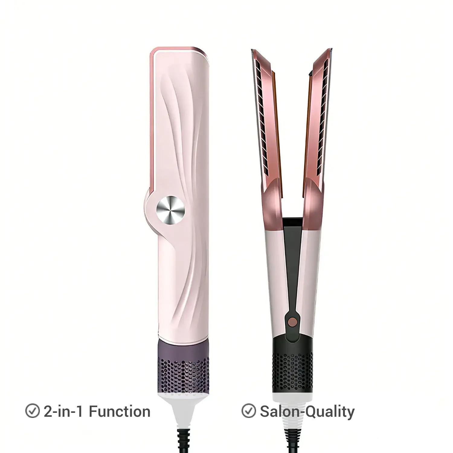 2-in-1 Air Straightener & Wet-to-Dry Blow Dryer Hair Styling Tool, LCD Display, Adjustable Temperature, Fast-Heating, High-Speed Airflow, 200M Negative Ions, Salon-Quality for 1A-3C Hair Types & 12-32in Length, Mother's Day Gift