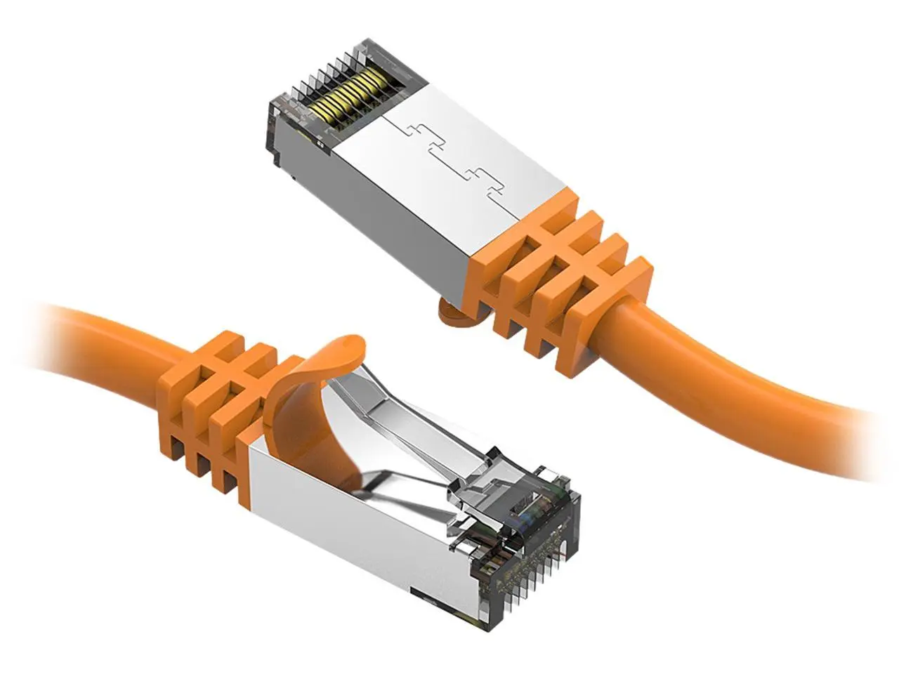 Nippon Labs Cat8 RJ45 1ft Ethernet Patch Internet Network LAN Cable, In/Outdoor, 26AWG, Shielded Latest 40Gbps 2000MHz, Weatherproof S/ftP -in Wall, Outdoor for Gaming/Router/Modem/PC/Switch (Orange)