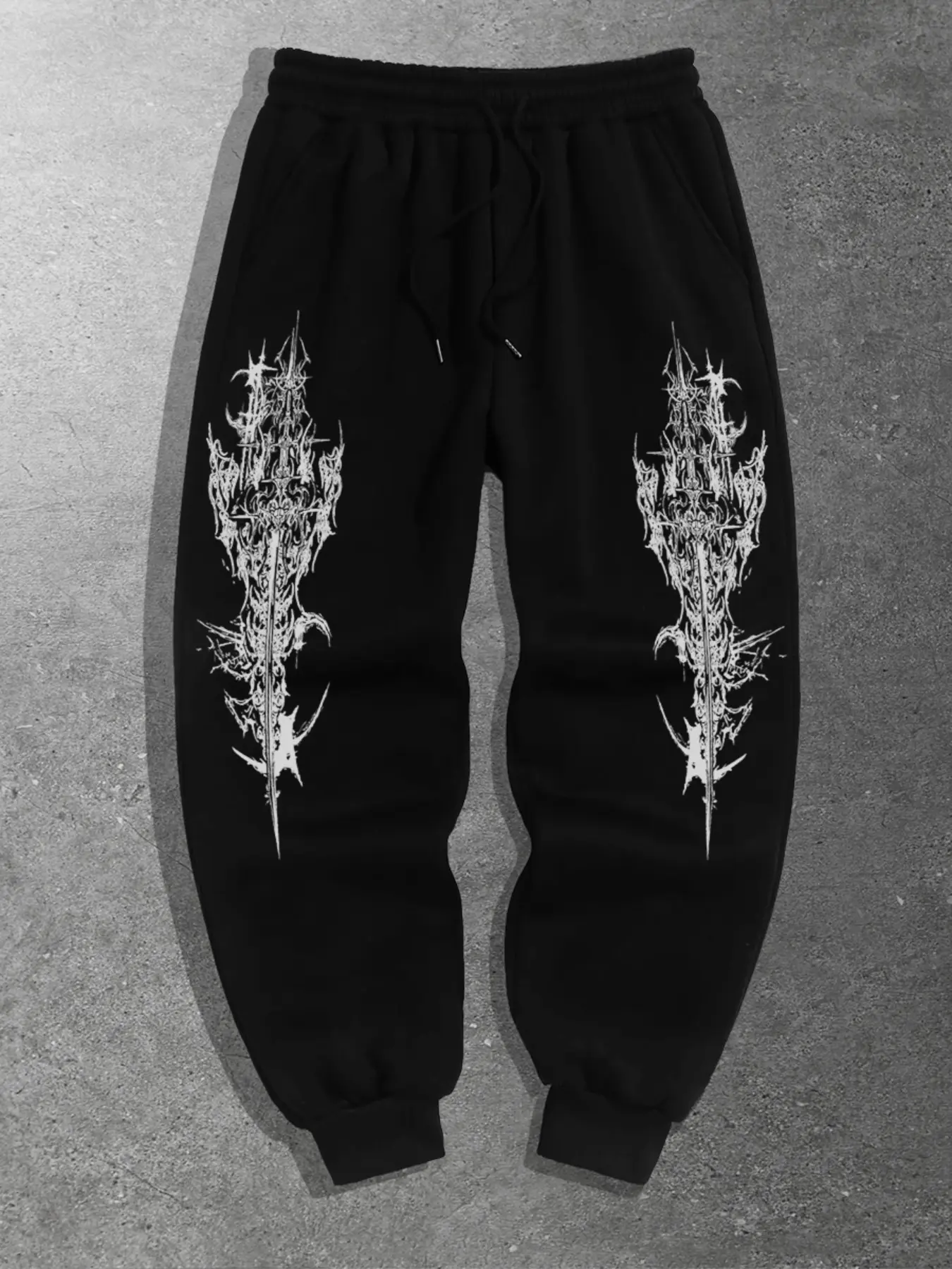 Gothic Tattoo Design Men's Casual Sports Joggers, Fitted Fall Campus Pants, New Arrival, Plain Pattern, Spring & Fall