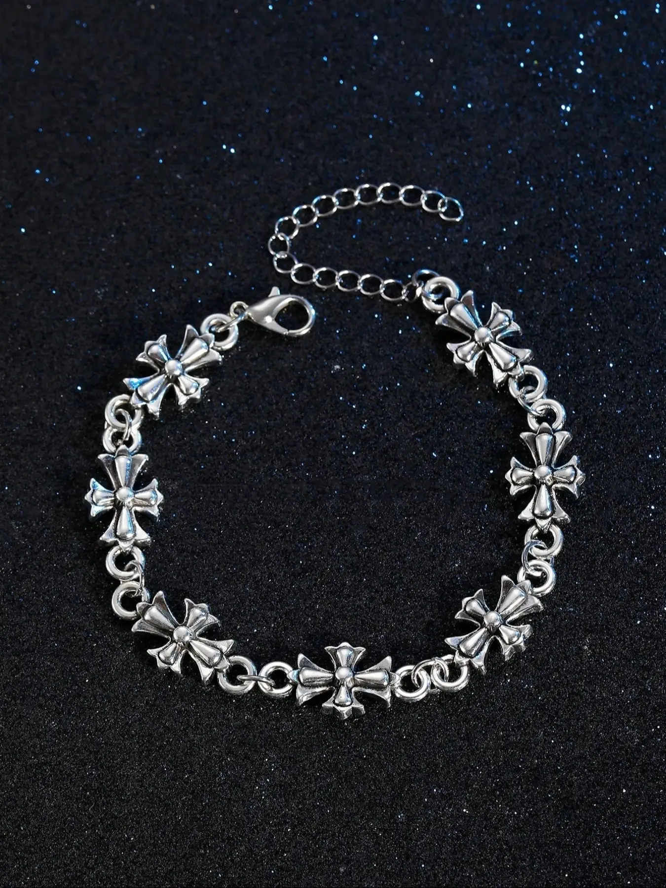 Punk Style Cross Vintage Men's Bracelet, High-Quality Fashionable Jewelry Fashion Accessory for Daily Wear, Perfect Birthday & Engagement Gift, Flower Design Bracelet, Cross Bracelets