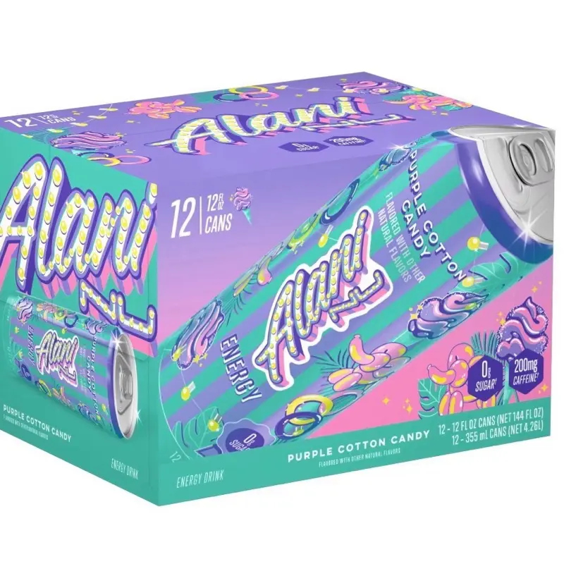 Alani Nu Cotton Candy Grape Flavored Drink, 12oz Cans, 12-Pack