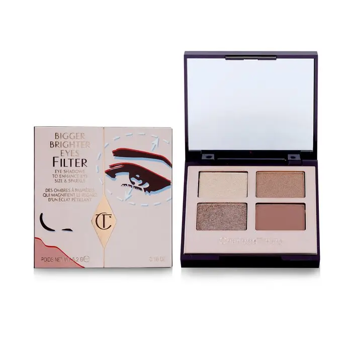 Charlotte Tilbury Bigger Brighter Eyes Filter Eyeshadow Quad Palette - #Exaggereyes, Brightening Cosmetic Makeup, 5.2g/0.18oz