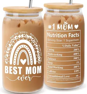 Mothers Day Gifts for Mom from Daughter Son, Gifts for Women Mama Stepmom Mother In Law Bonus Mom, Personalized Anniversary Birthday Mothers Day Presents for Wife from Husband - Can Glass Cups 16OZ